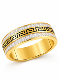 Men’s 14K Gold Greek Key Diamond Wedding Band Double Row 1.00 CTTW