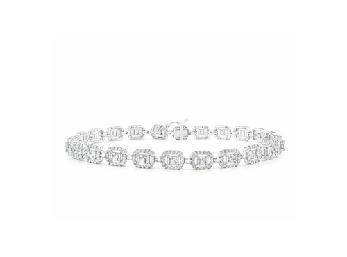 10kt Gold Men’s Baguette Diamond Bracelet Square Link 7.34 Cttw