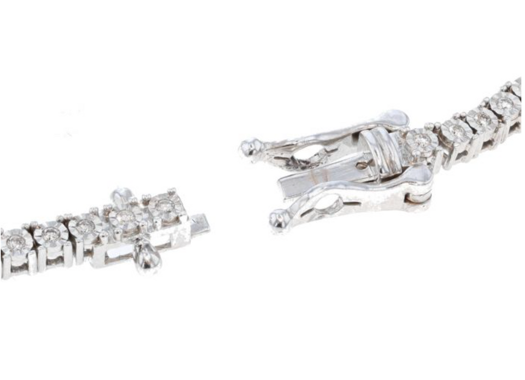 10k Gold Illusion Set Diamond Tennis Necklace