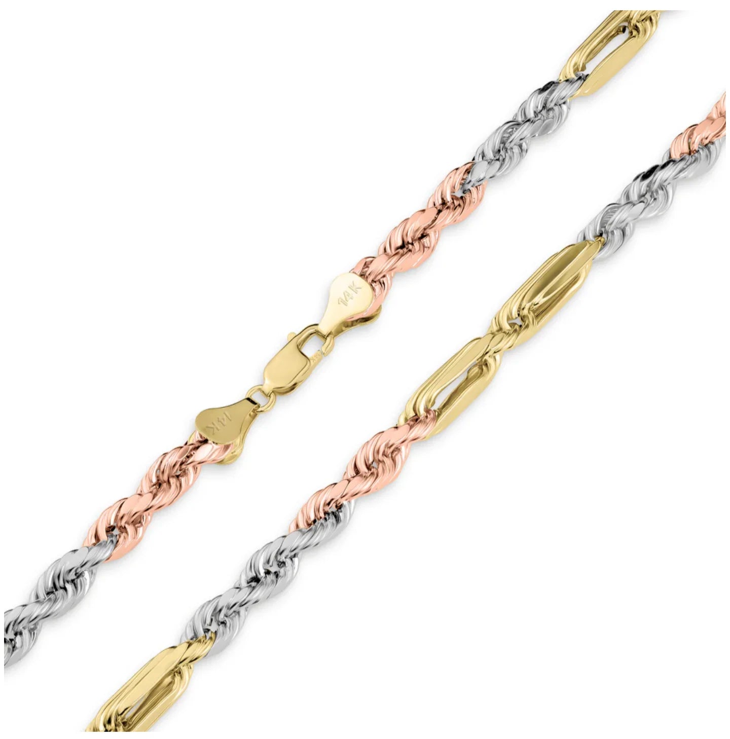 Solid Gold Tri-Color Milano Necklace