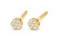 10K Yellow Gold Diamond Cluster Stud Earrings 2.00 Cttw