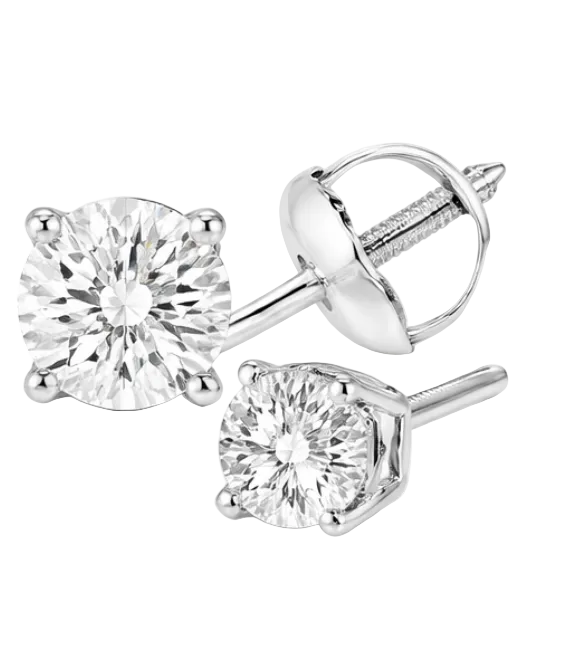 14K Gold Round Diamond Stud Earrings .25 Cttw