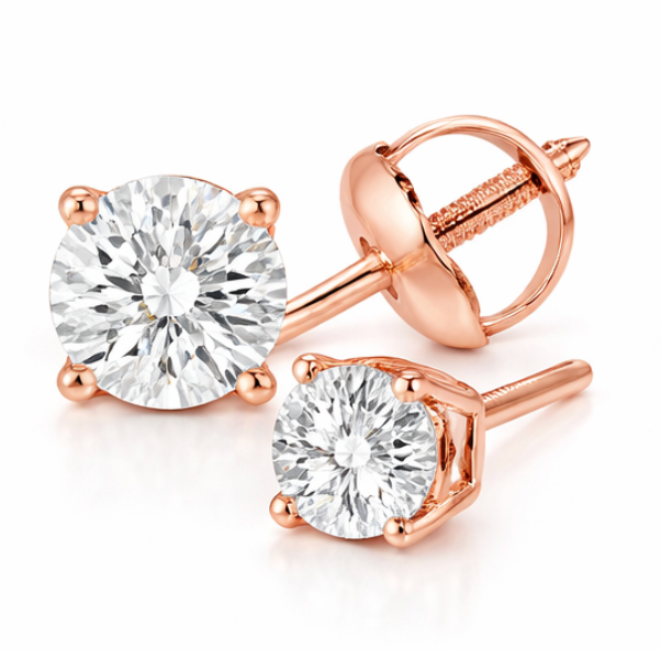 14K Gold Round Diamond Stud Earrings .25 Cttw