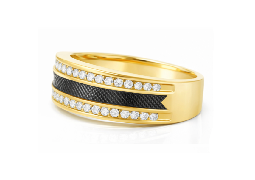 Men's 14k Gold Diamond Wedding Band