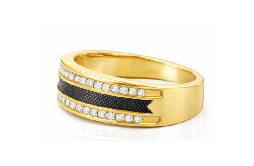Men's 14k Gold Diamond Wedding Band