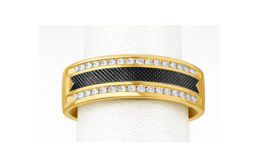 Men's 14k Gold Diamond Wedding Band