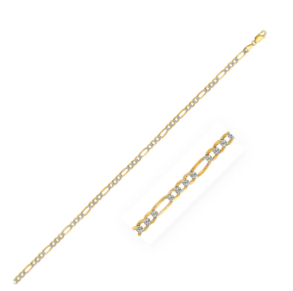 Solid Two-Color Pavé Figaro Necklace