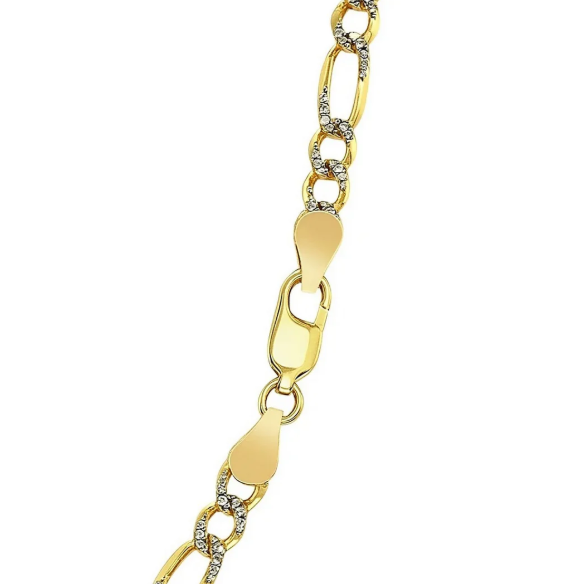 Solid Two-Color Pavé Figaro Necklace
