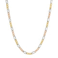 Solid Tri-Color Gold Figaro Necklace