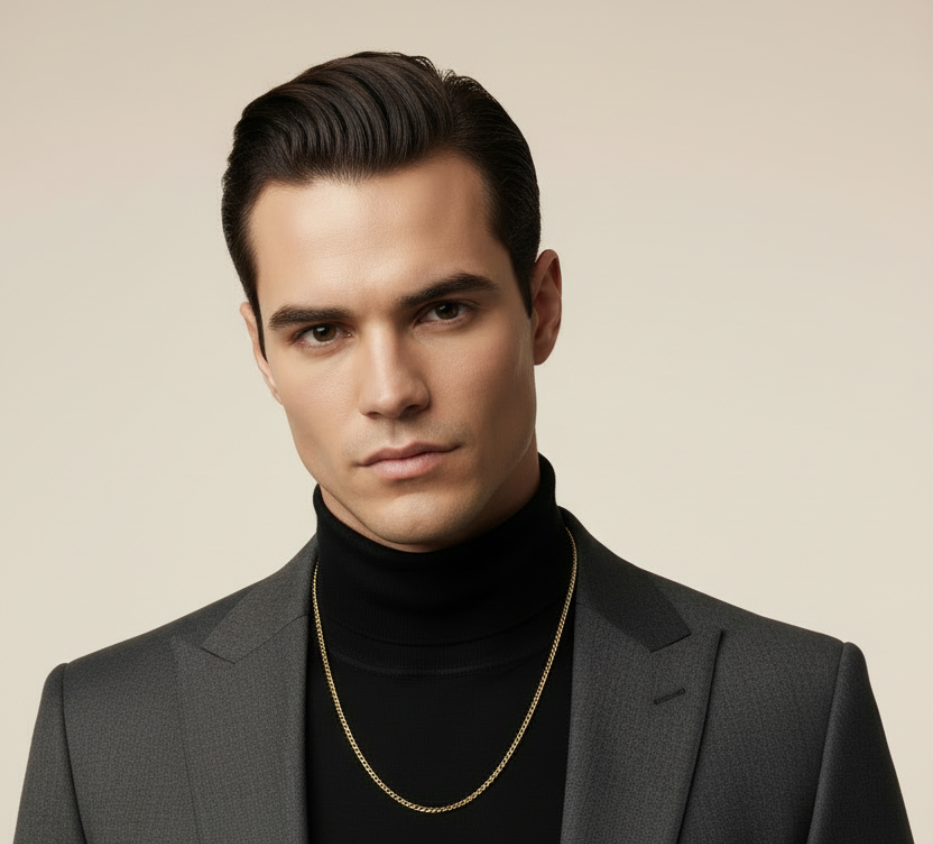 Man wearing simple gold chain